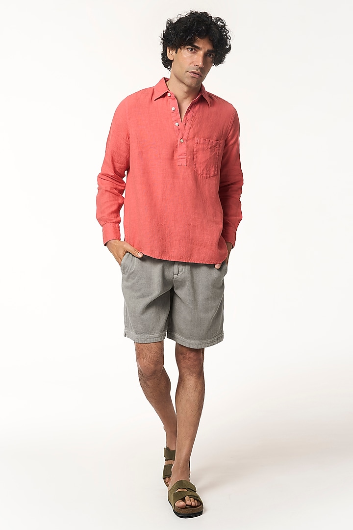 Sunset Citrus Linen Party Wear Shirt by TERRA LUNA at Pernia's Pop Up Shop