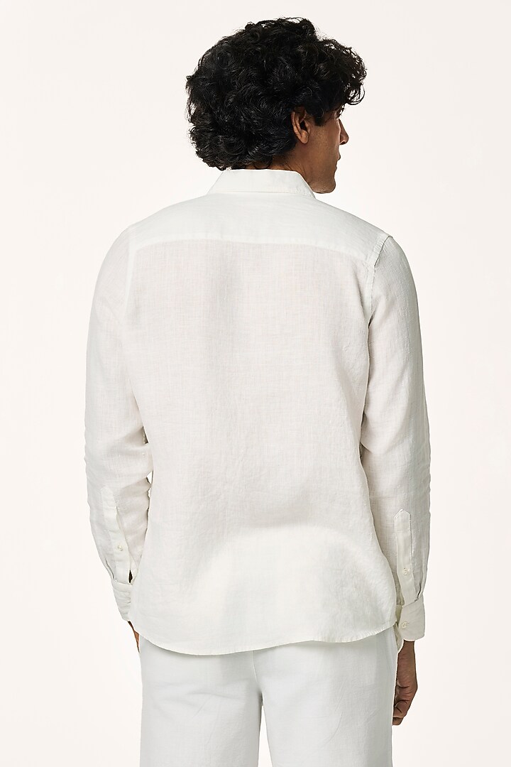 White Linen Party Wear Shirt by TERRA LUNA at Pernia's Pop Up Shop