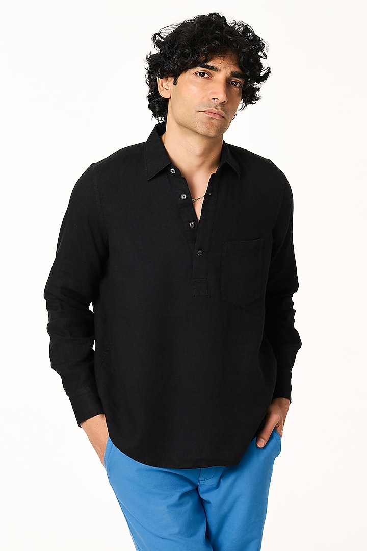 Black Linen Shirt by TERRA LUNA