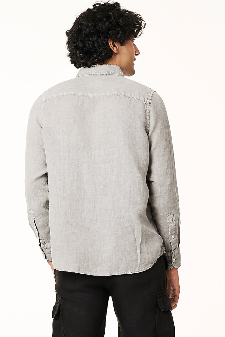 Charcoal Linen Party Wear Shirt by TERRA LUNA at Pernia's Pop Up Shop