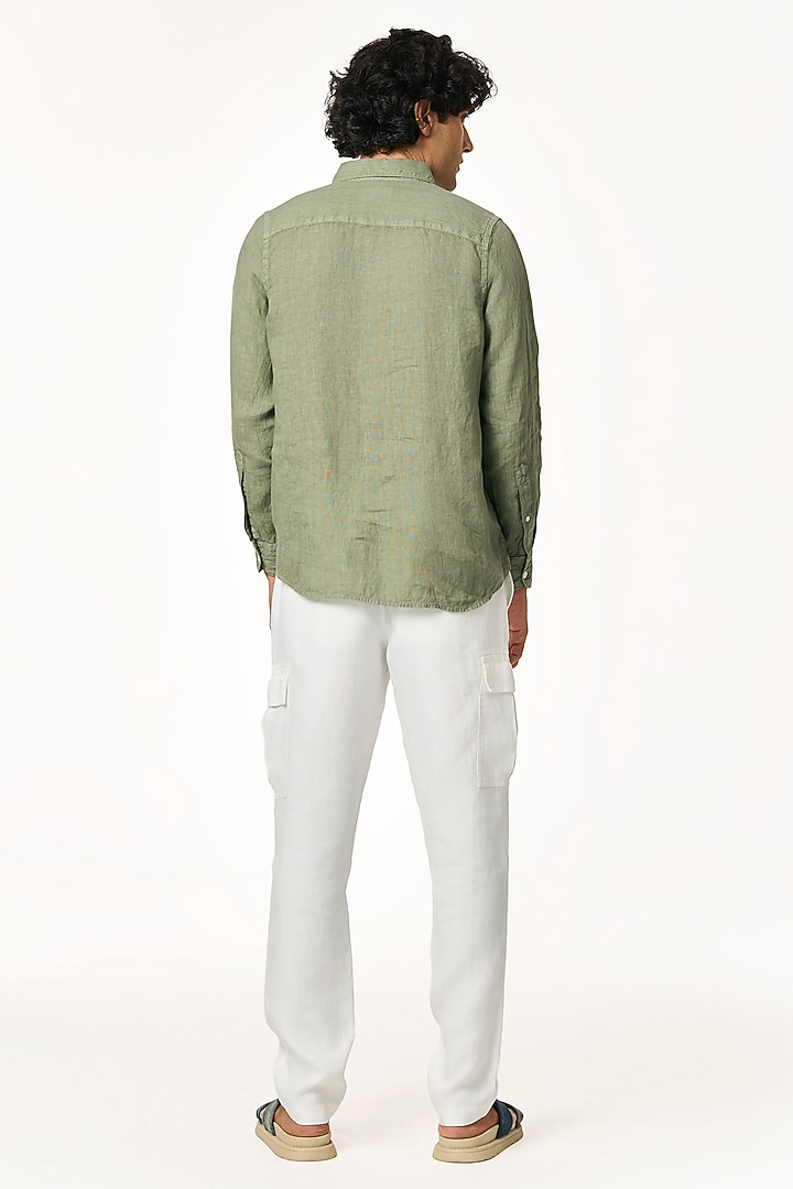 Matcha Linen Party Wear Shirt by TERRA LUNA at Pernia's Pop Up Shop