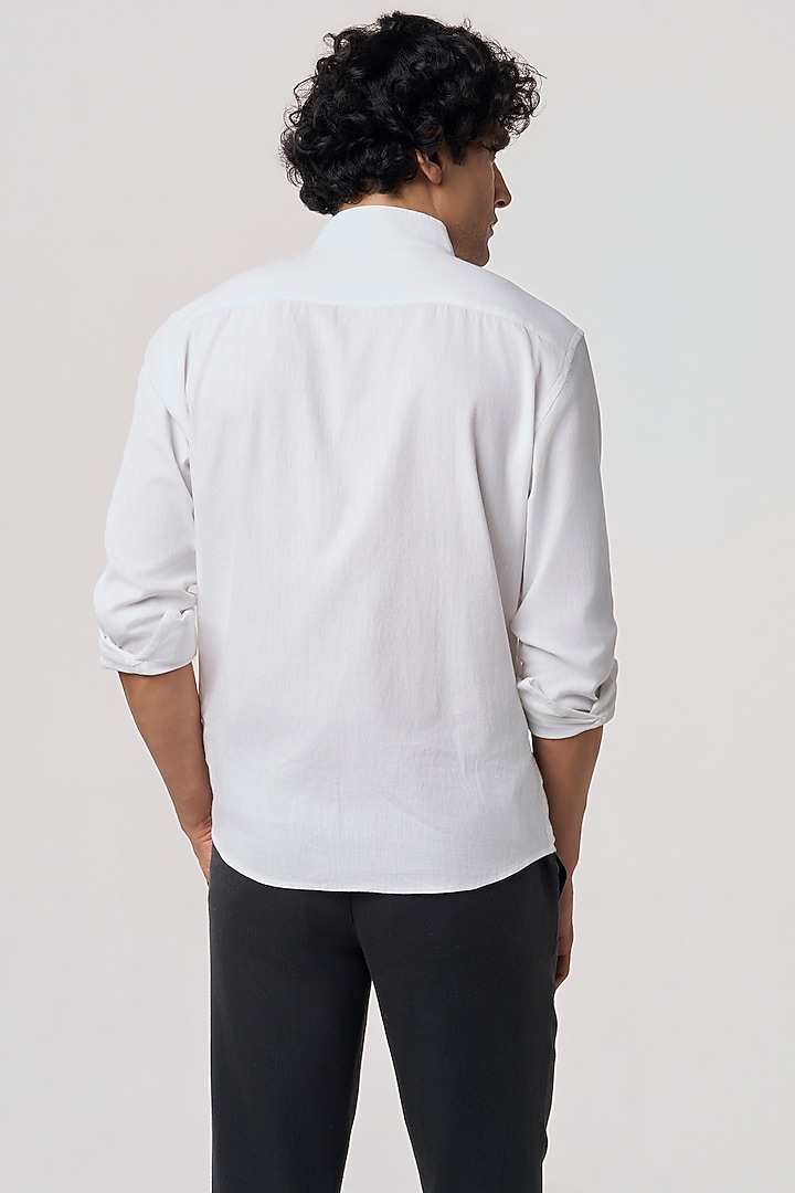 White Organic Khadi Cotton Party Wear Shirt by TERRA LUNA at Pernia's Pop Up Shop