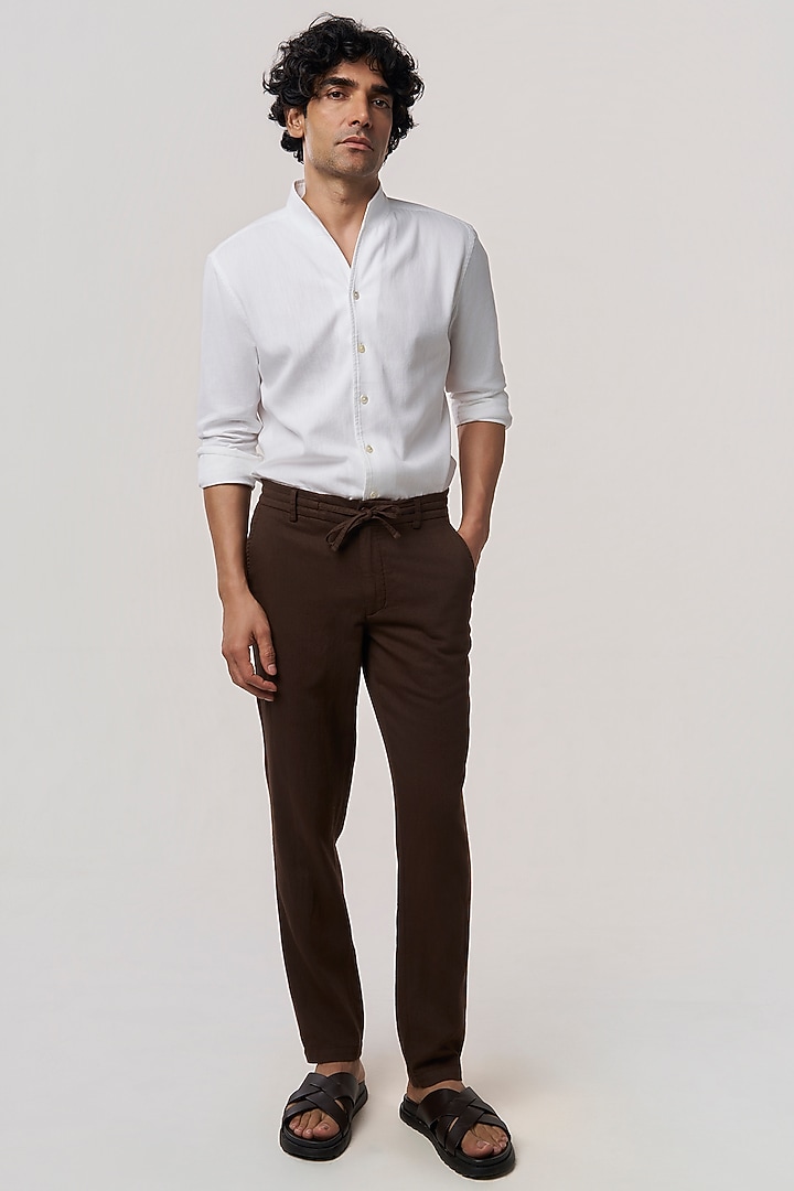 White Organic Khadi Cotton Party Wear Shirt by TERRA LUNA at Pernia's Pop Up Shop