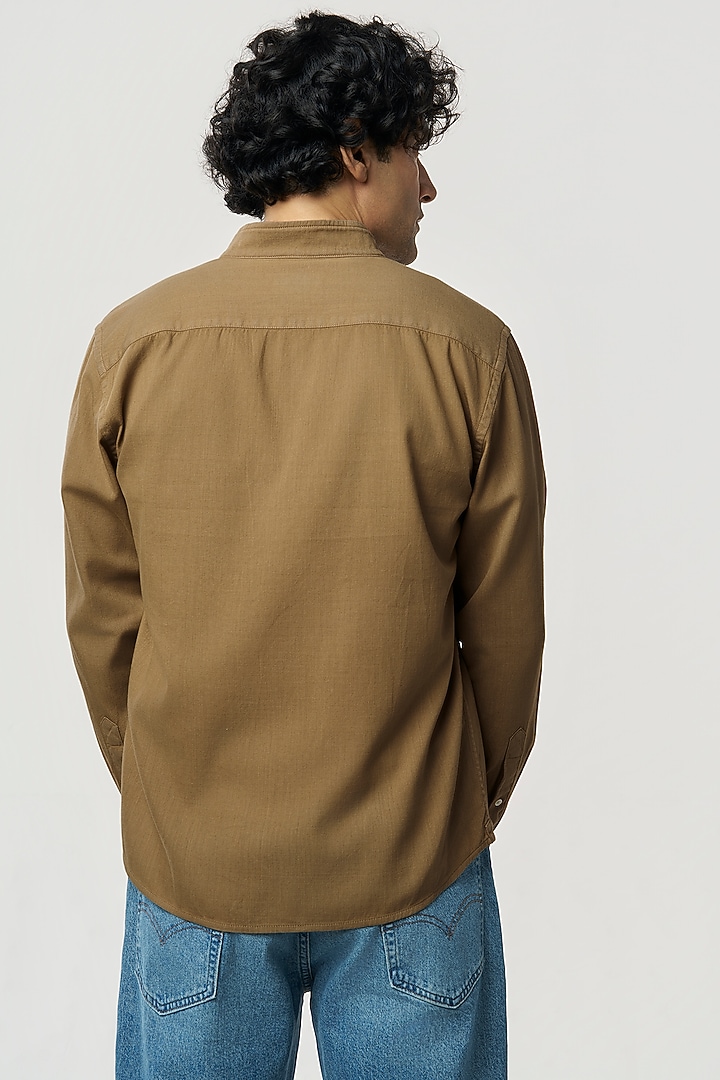 Sand-Colored Organic Khadi Cotton Party Wear Shirt by TERRA LUNA at Pernia's Pop Up Shop