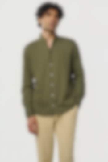 Khaki Organic Khadi Cotton Party Wear Shirt by TERRA LUNA at Pernia's Pop Up Shop