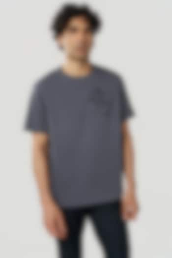 Charcoal Organic Khadi Cotton Printed T-Shirt by TERRA LUNA at Pernia's Pop Up Shop