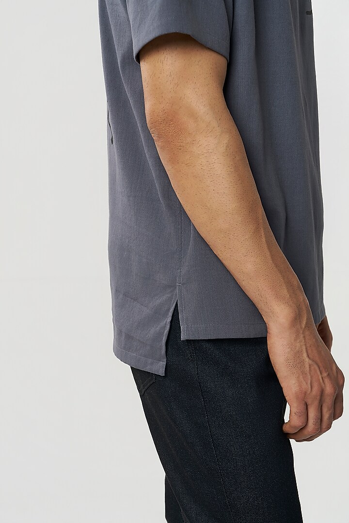 Charcoal Organic Khadi Cotton Printed T-Shirt by TERRA LUNA at Pernia's Pop Up Shop