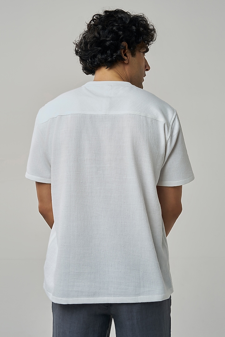 White Organic Khadi Cotton T-Shirt by TERRA LUNA at Pernia's Pop Up Shop