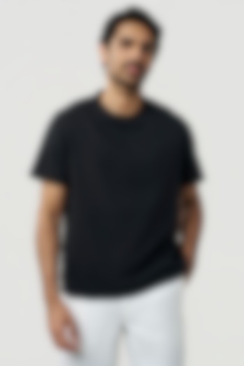 Black Organic Khadi Cotton T-Shirt by TERRA LUNA at Pernia's Pop Up Shop