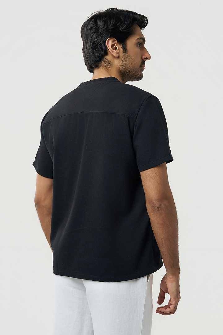 Black Organic Khadi Cotton T-Shirt by TERRA LUNA at Pernia's Pop Up Shop