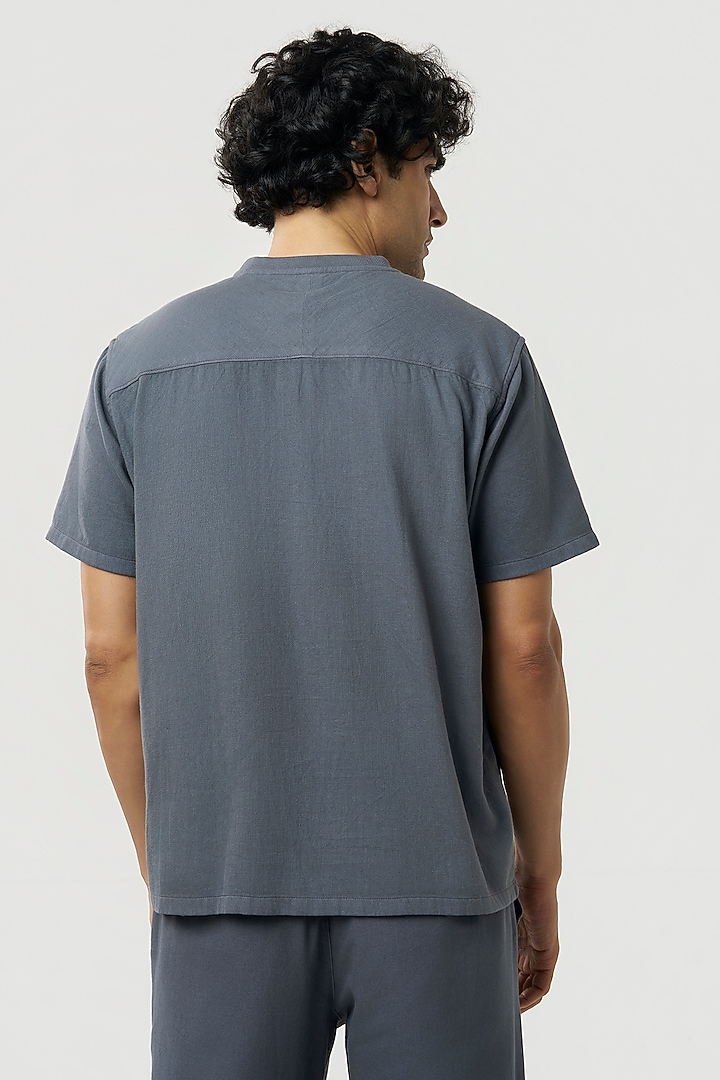 Grey Organic Khadi Cotton T-Shirt by TERRA LUNA at Pernia's Pop Up Shop