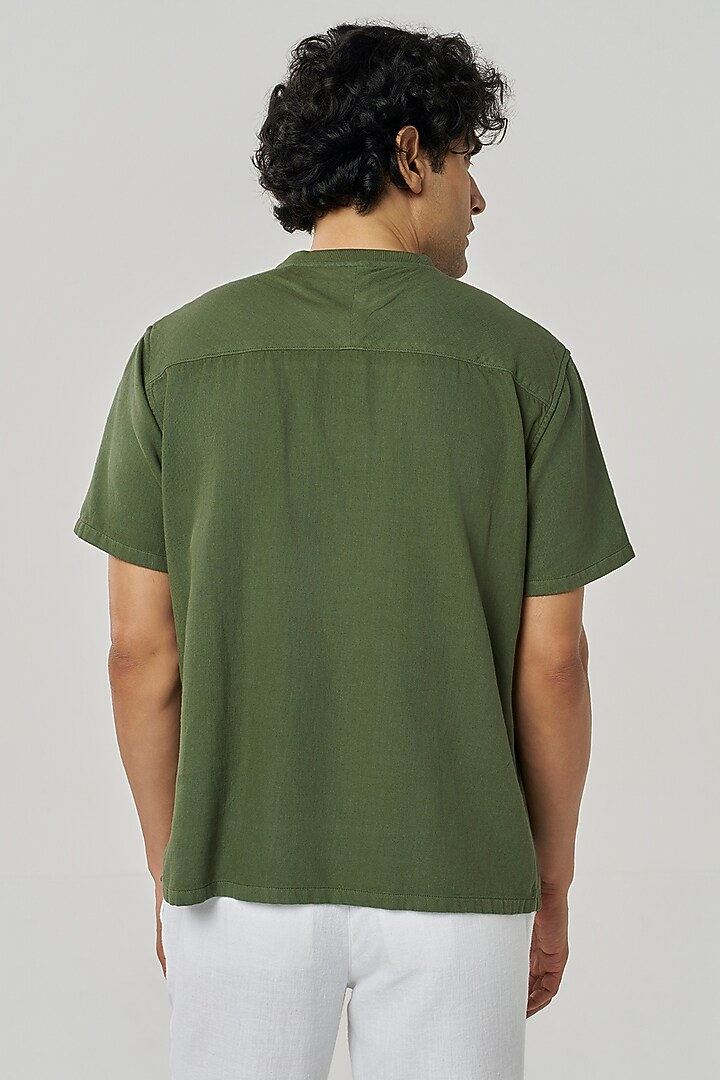 Cactus Green Organic Khadi Cotton T-Shirt by TERRA LUNA at Pernia's Pop Up Shop