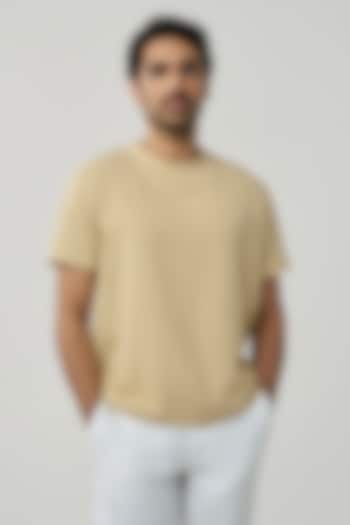 Beige Organic Khadi Cotton T-Shirt by TERRA LUNA at Pernia's Pop Up Shop
