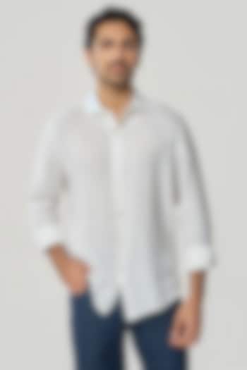 White Linen Party Wear Shirt by TERRA LUNA at Pernia's Pop Up Shop