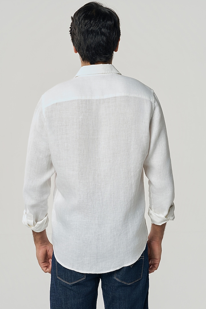 White Linen Party Wear Shirt by TERRA LUNA at Pernia's Pop Up Shop