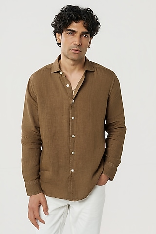 Sand-Colored Linen Shirt by TERRA LUNA