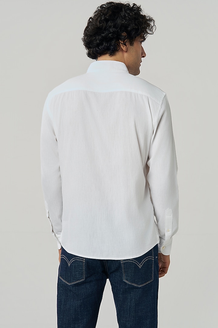 White Linen Party Wear Shirt by TERRA LUNA at Pernia's Pop Up Shop