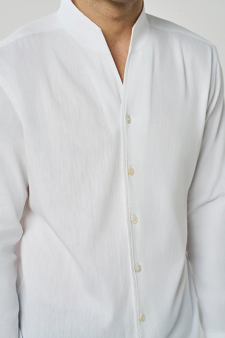 White Linen Party Wear Shirt by TERRA LUNA at Pernia's Pop Up Shop