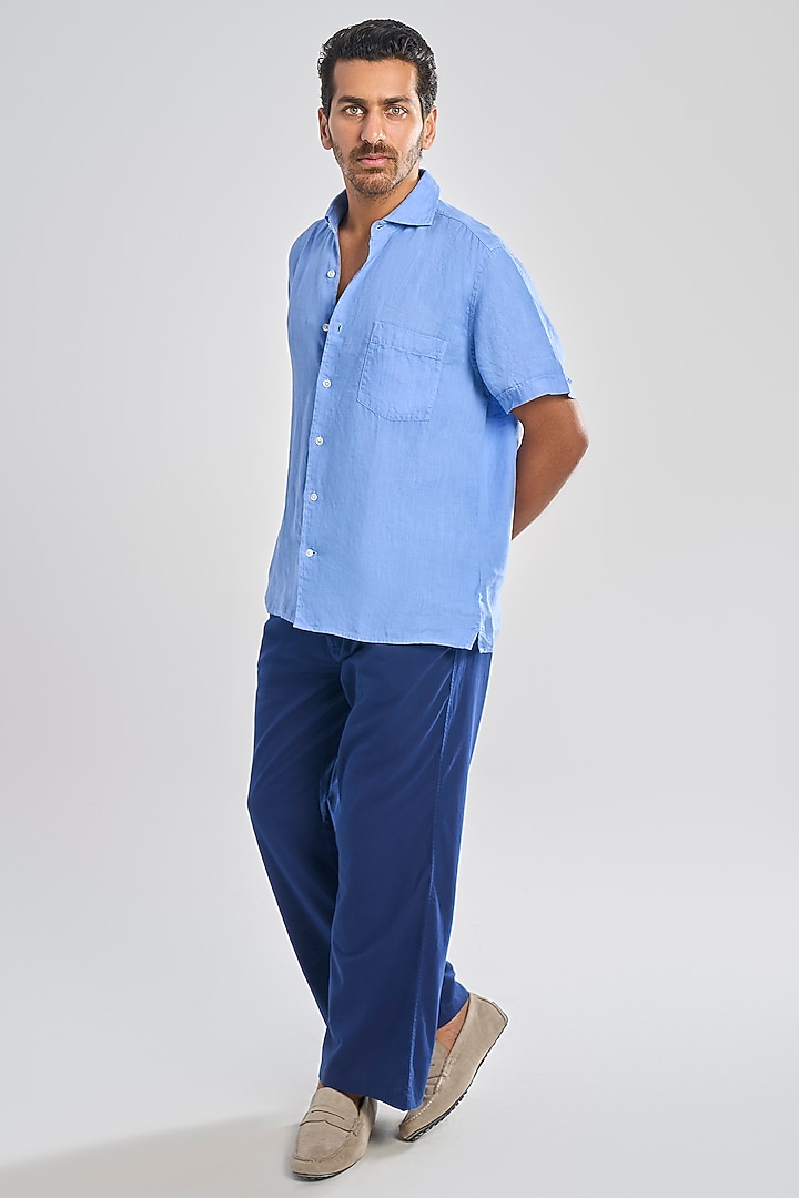 Sky Blue Linen Summer Shirt by TERRA LUNA at Pernia's Pop Up Shop