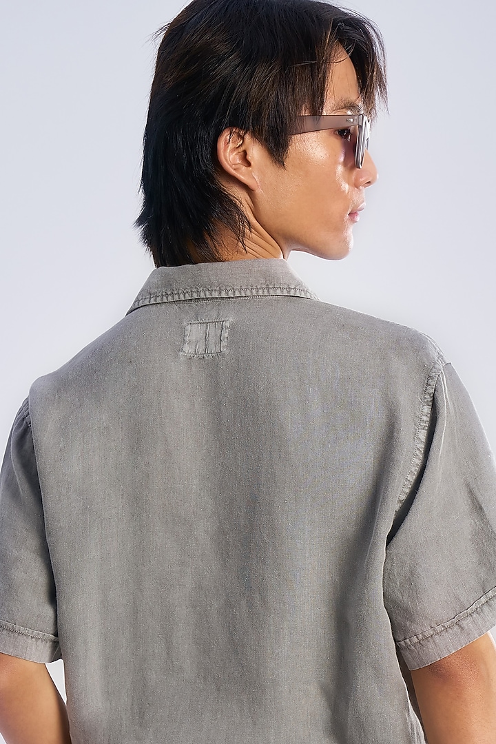 Charcoal Grey Linen Summer Shirt by TERRA LUNA at Pernia's Pop Up Shop