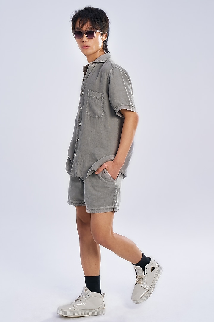 Charcoal Grey Linen Summer Shirt by TERRA LUNA at Pernia's Pop Up Shop