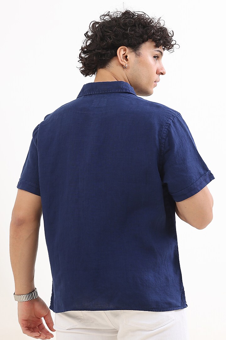 Blue Linen Summer Shirt by TERRA LUNA at Pernia's Pop Up Shop