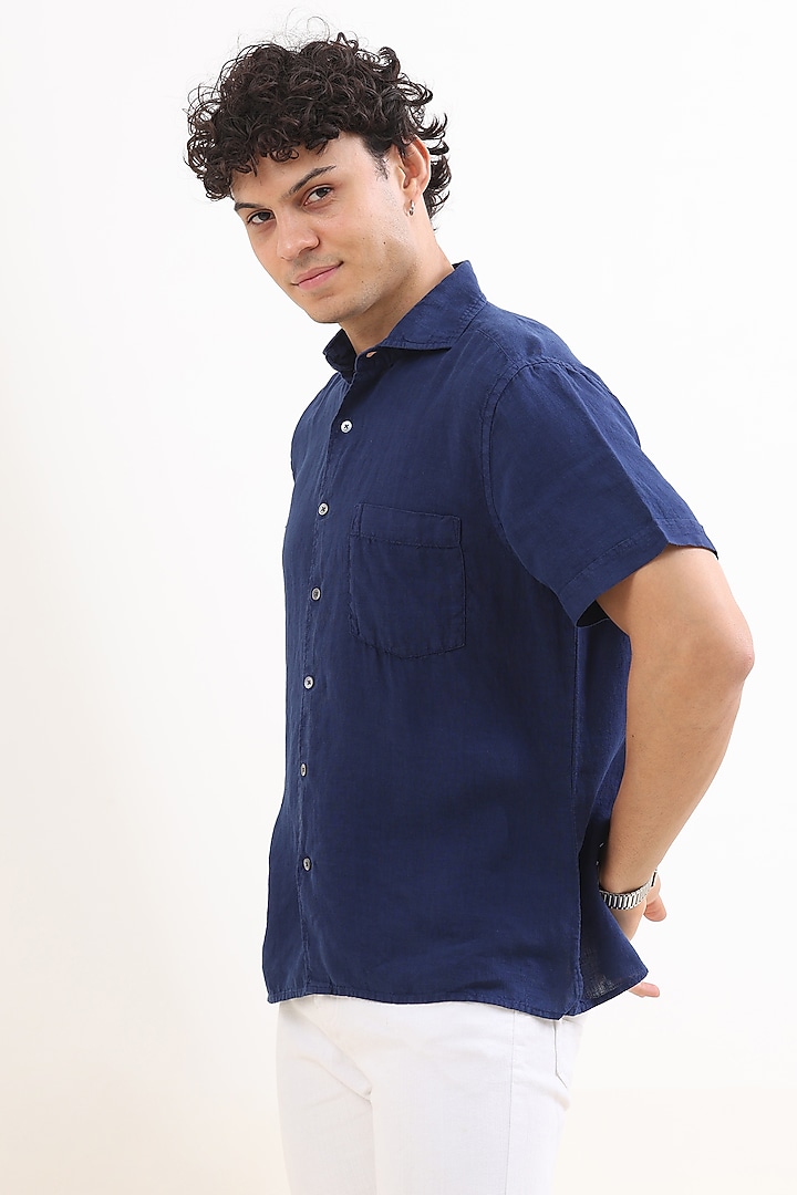 Blue Linen Summer Shirt by TERRA LUNA at Pernia's Pop Up Shop