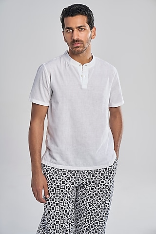 White Organic Khadi Cotton T-Shirt by TERRA LUNA