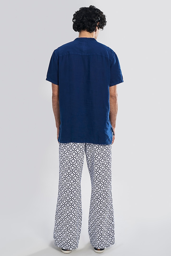 Blue Organic Khadi Cotton T-Shirt by TERRA LUNA at Pernia's Pop Up Shop