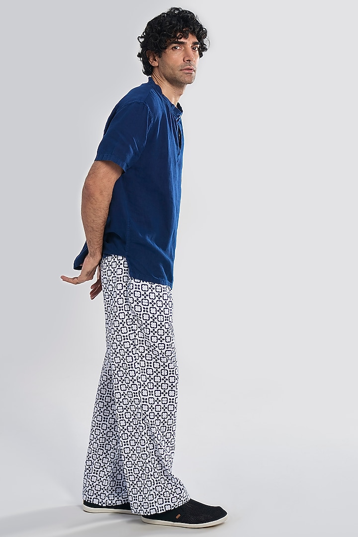 Blue Organic Khadi Cotton T-Shirt by TERRA LUNA at Pernia's Pop Up Shop