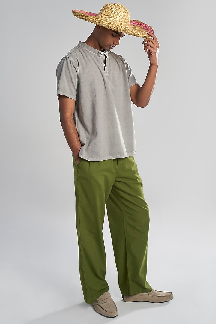 Charcoal Grey Organic Khadi Cotton T-Shirt by TERRA LUNA at Pernia's Pop Up Shop