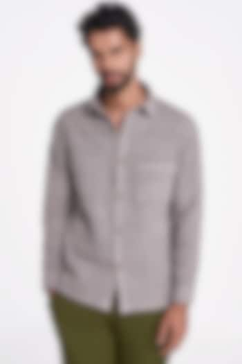 Charcoal Organic Khadi Cotton Shirt by TERRA LUNA at Pernia's Pop Up Shop