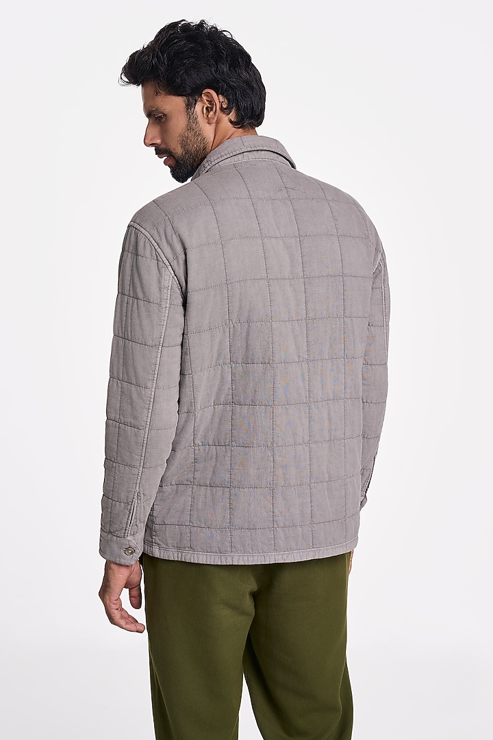 Charcoal Organic Khadi Cotton Party Wear Shirt by TERRA LUNA at Pernia's Pop Up Shop