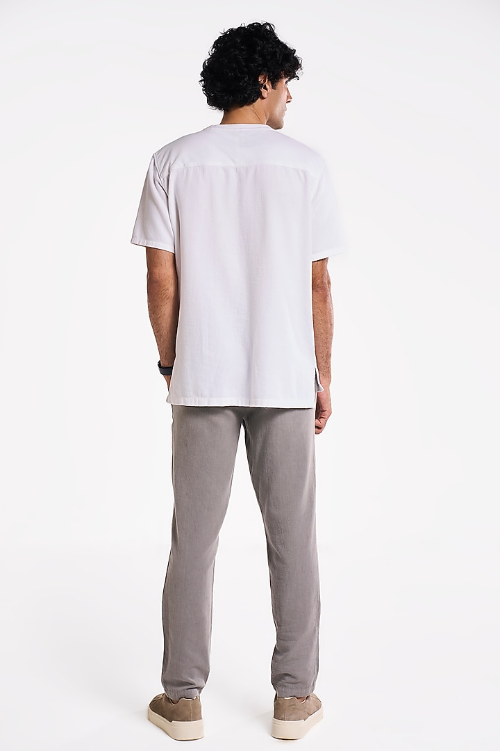 Denim White Organic Khadi Cotton T-Shirt by TERRA LUNA at Pernia's Pop Up Shop