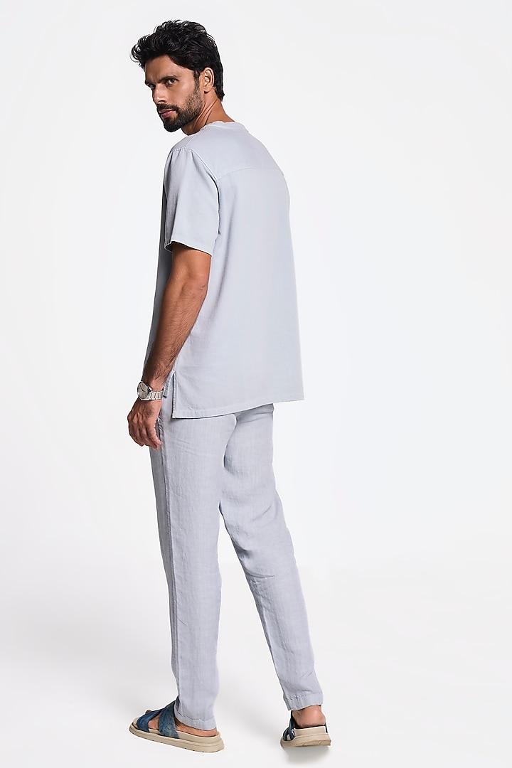 Pearl Blue Organic Khadi Cotton T-Shirt by TERRA LUNA at Pernia's Pop Up Shop