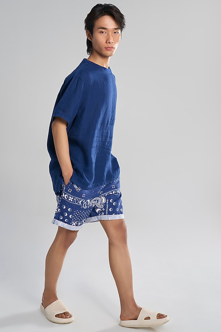 Blue Linen T-Shirt by TERRA LUNA at Pernia's Pop Up Shop