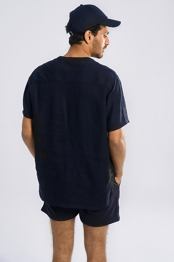 Black Linen T-Shirt by TERRA LUNA at Pernia's Pop Up Shop