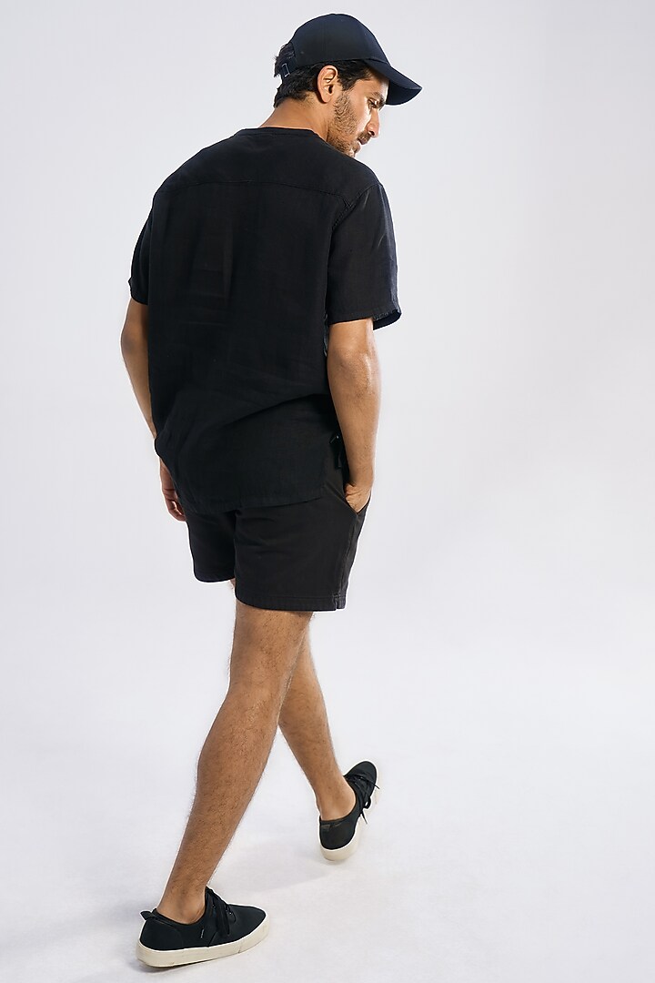 Black Linen T-Shirt by TERRA LUNA at Pernia's Pop Up Shop