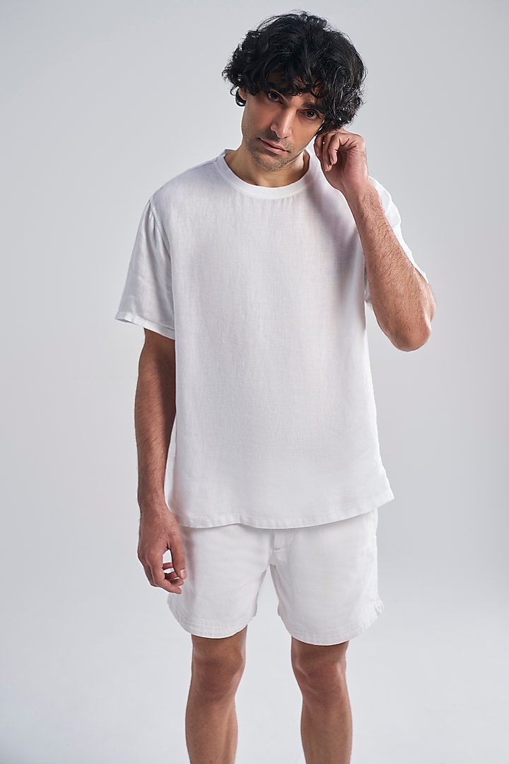 White Linen T-Shirt by TERRA LUNA at Pernia's Pop Up Shop