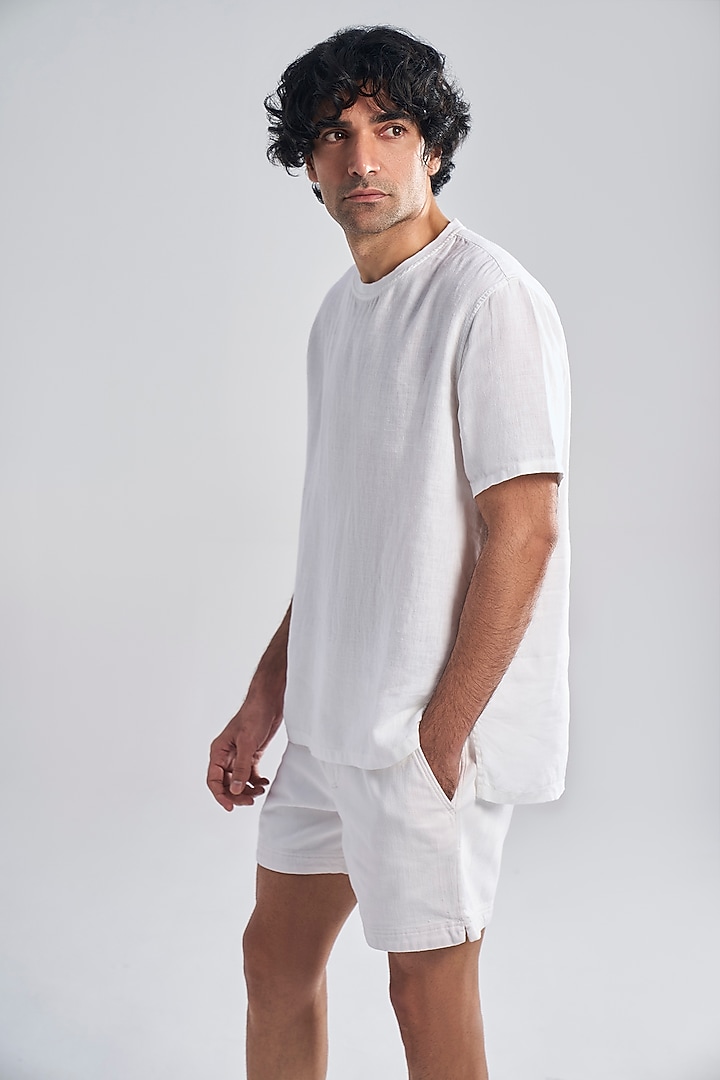 White Linen T-Shirt by TERRA LUNA at Pernia's Pop Up Shop
