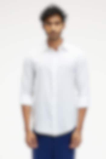 White Organic Khadi Cotton Shirt by TERRA LUNA at Pernia's Pop Up Shop