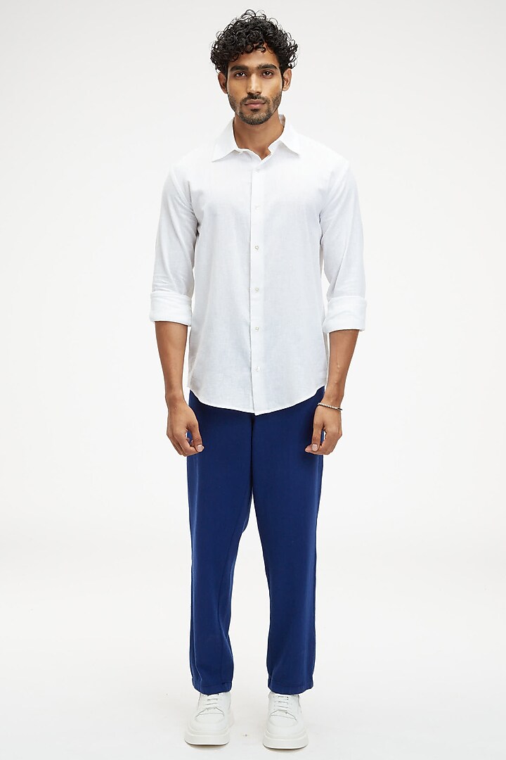 White Organic Khadi Cotton Summer Shirt by TERRA LUNA at Pernia's Pop Up Shop