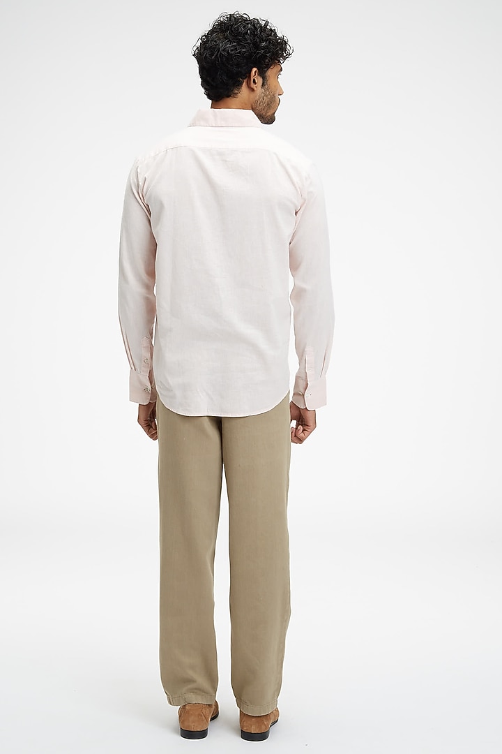 Salmon Pink Organic Khadi Cotton Summer Shirt by TERRA LUNA at Pernia's Pop Up Shop