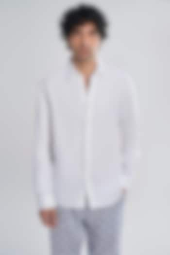 White Linen Twill Shirt by TERRA LUNA