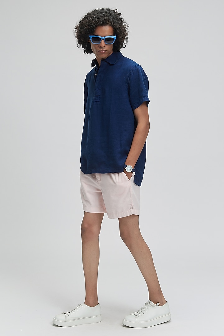 Blue Organic Khadi Cotton T-Shirt by TERRA LUNA at Pernia's Pop Up Shop