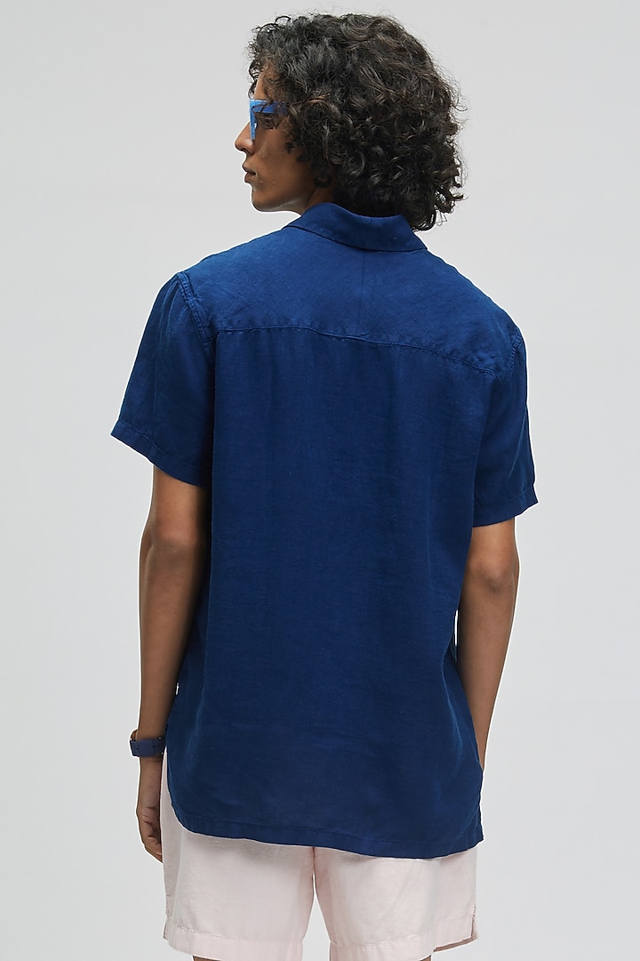 Blue Organic Khadi Cotton T-Shirt by TERRA LUNA at Pernia's Pop Up Shop