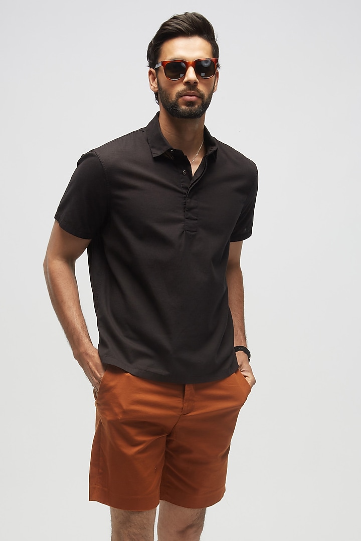 Black Organic Khadi Cotton T-Shirt by TERRA LUNA at Pernia's Pop Up Shop