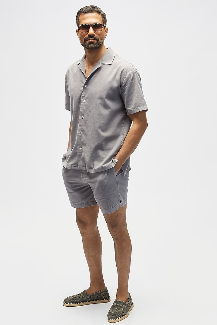 Charcoal Grey Organic Khadi Cotton Shirt by TERRA LUNA