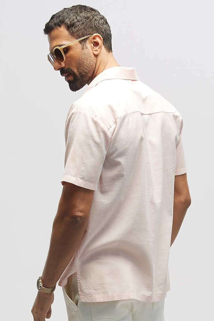 Salmon Pink Organic Khadi Cotton Summer Shirt by TERRA LUNA at Pernia's Pop Up Shop