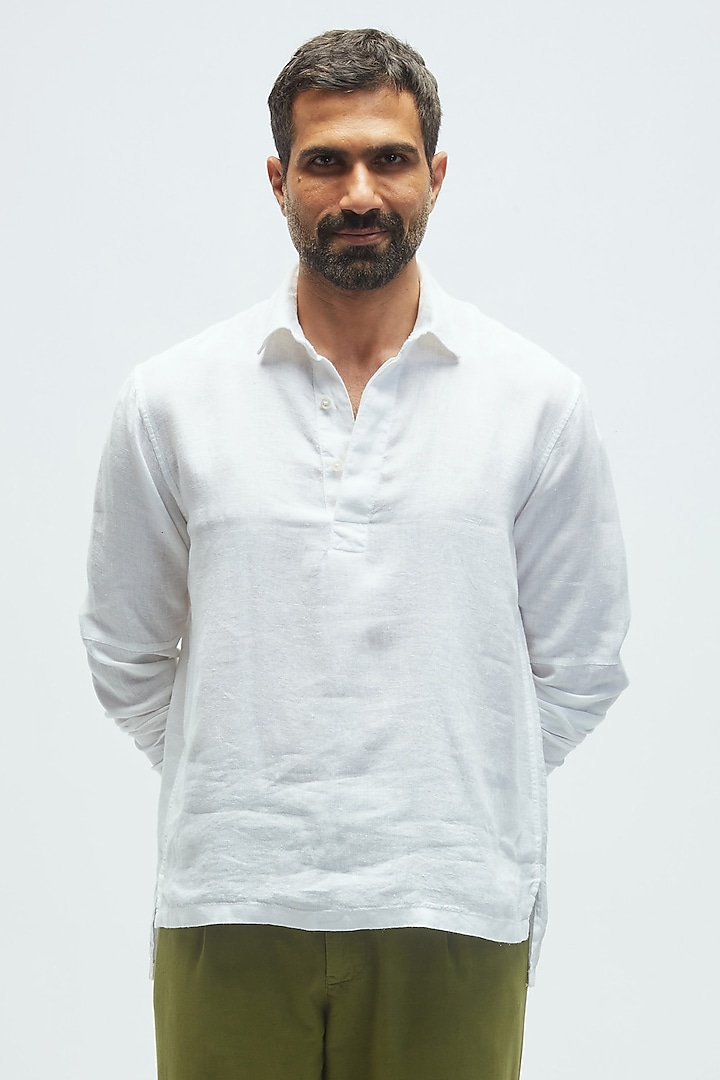 White Linen T-Shirt by TERRA LUNA at Pernia's Pop Up Shop